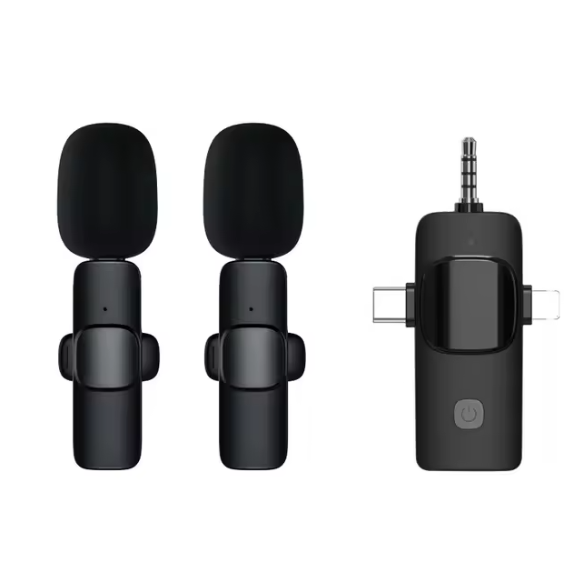 Universelles 3-in-1 Lavalier-Funkmikrofon, mit 3.5 mm Klinke, Typ C und Lightning, Grenn Lyca GL69666